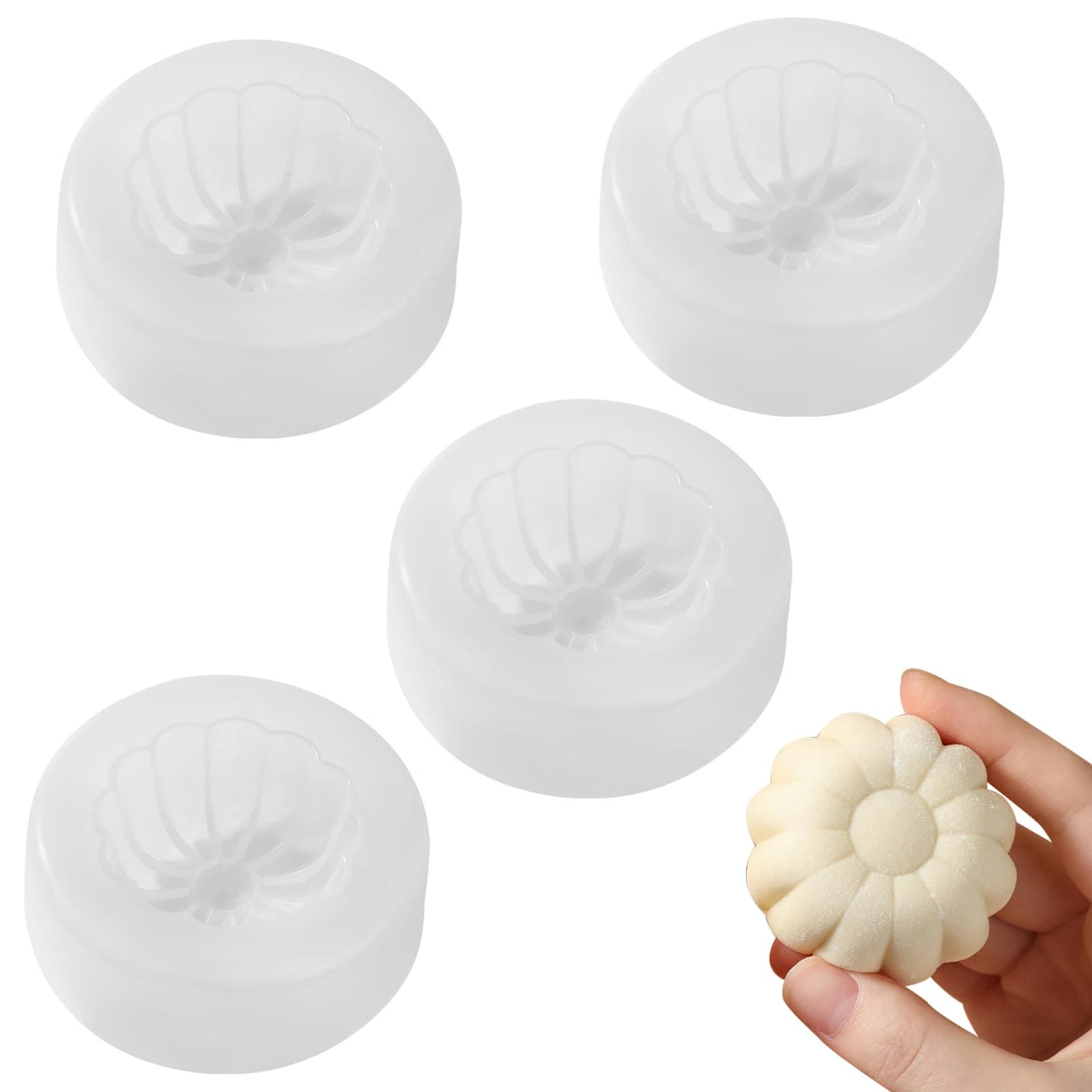 4 PACK Chinese Style Baozi Maker, Bao Bun Moulds Steamed Stuffed Bun Making Mold, Plastic Baozi Dumpling Molds, Bun Making Mould DIY Pastry Pie Steamed Stuffed Bun Tool, Meat Bun Press Making, White