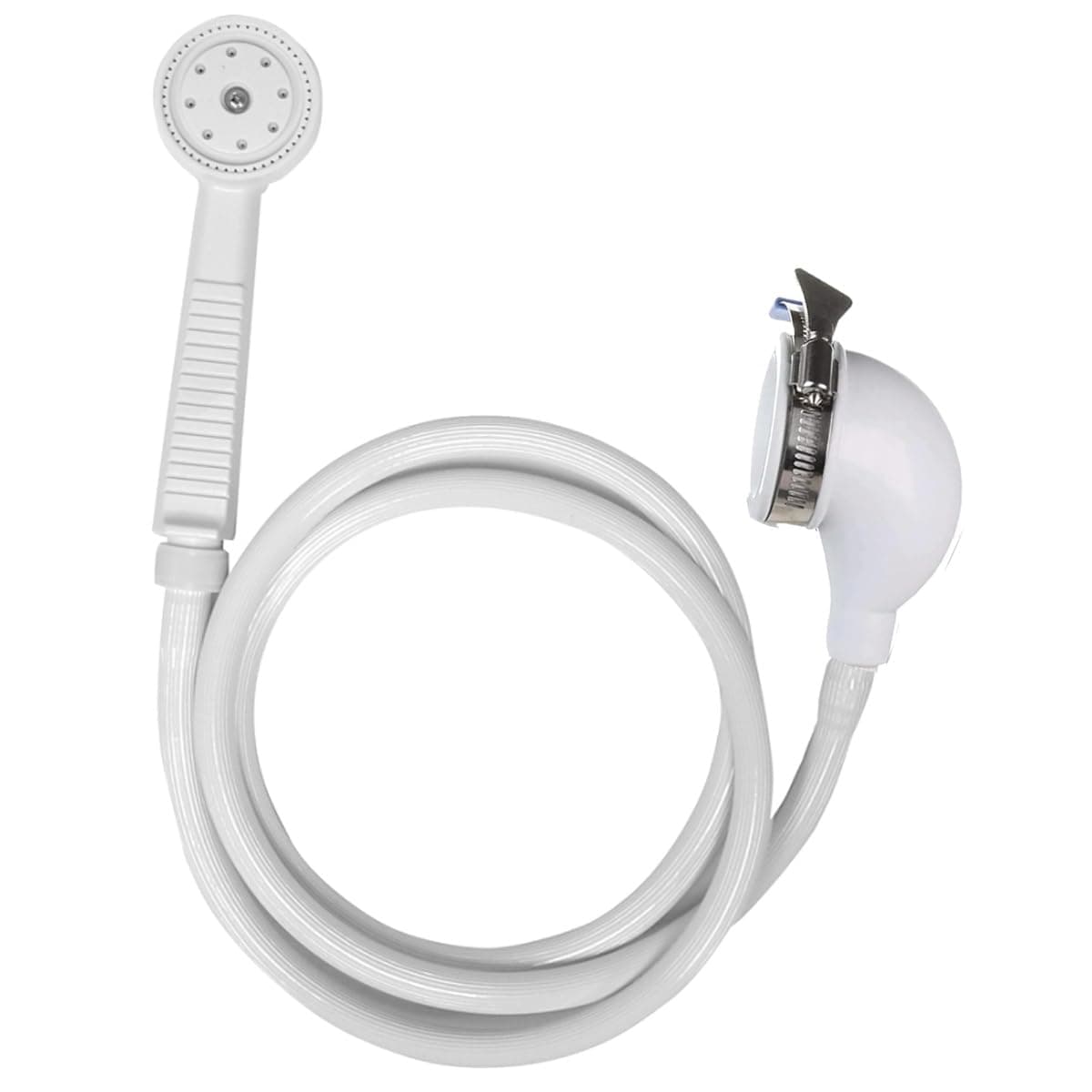 RMG Portable Hand Held Shower Sprayer for Bathtubs - For Round Tub Spouts without Diverter - 42” Rubber Shower Hose and Sprayer - Convert Bathtub to Shower - Clamp to Secure Nozzle - Rubber Connection