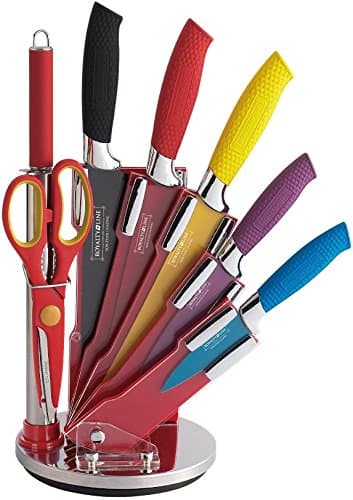 Royalty Line 8PCS Non-Stick Coating Knife Set with Acrylic Stand RL-COL8-W