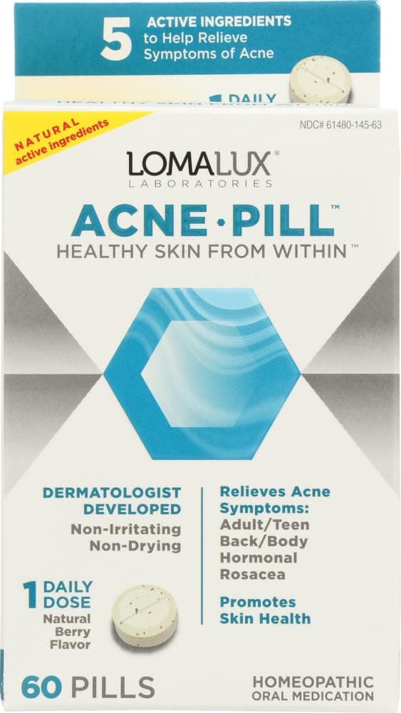 Lomalux Acne Pill, 60 Quick Dissolving Pills Each (Pack of 2)