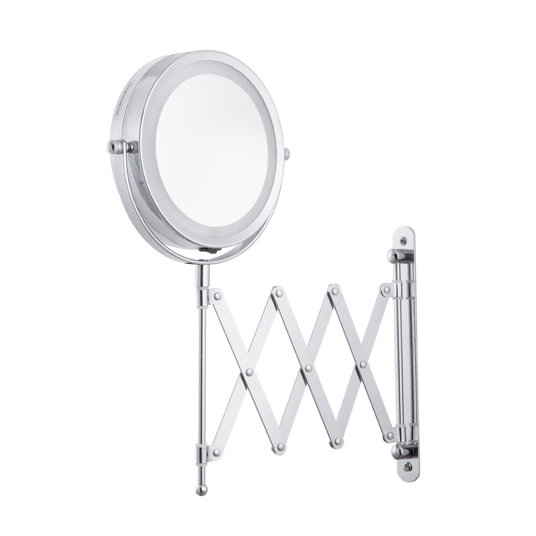 FIRMLOC Wall Mounted LED Makeup Mirror 5X Magnification 8" Lighted Double Side 360 Degree Rotating Mirror (1X/3X, with Light)