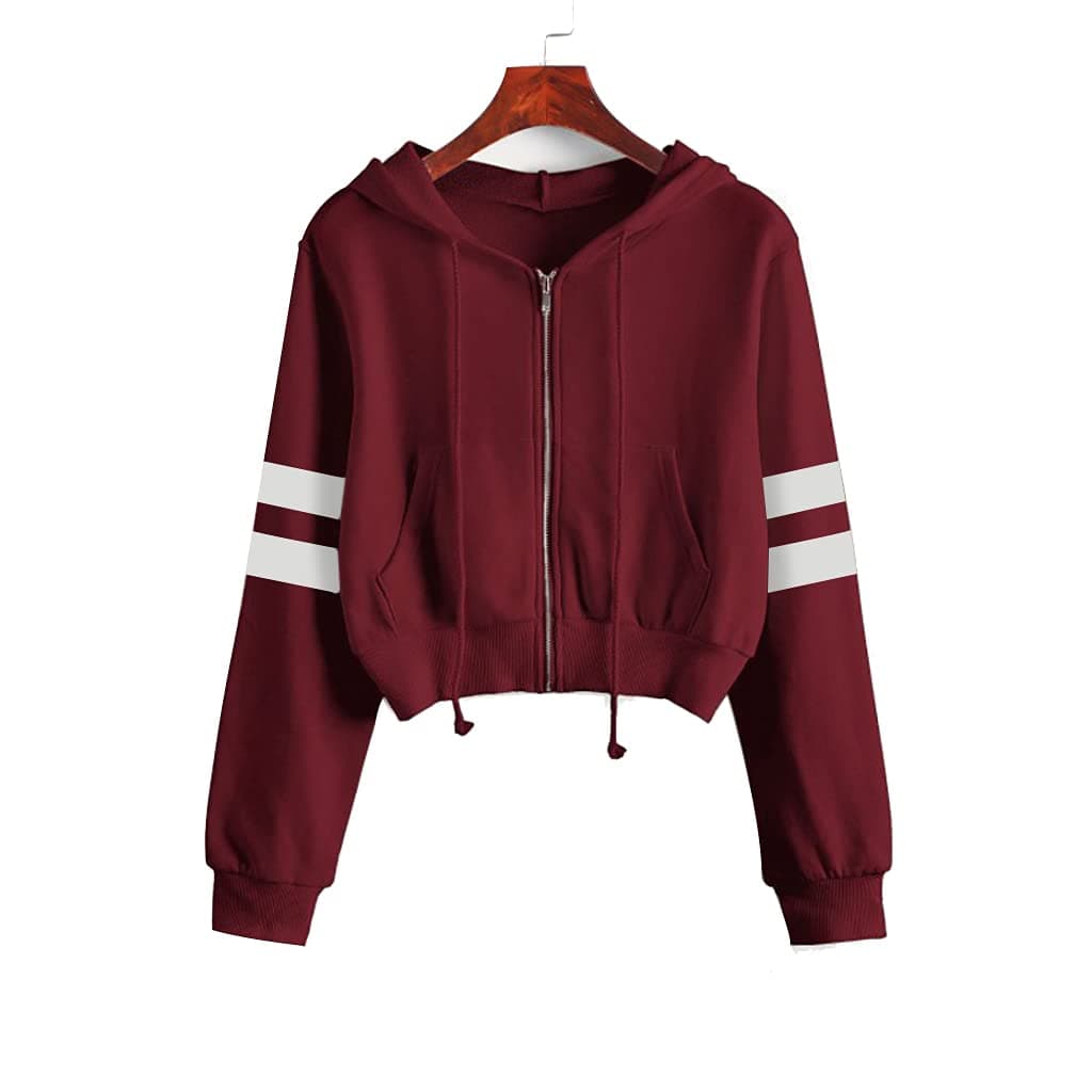 Bestag Cropped Zip Up Hoodie for Womens Sweatshirts Casual Loose Long Sleeve Crop Tops (Gray, Small)