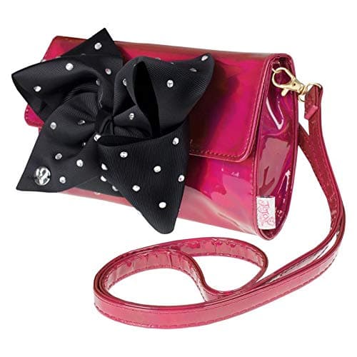 JoJo Siwa Iridescent Pink Shoulder Bag Clutch Bag & Black Rhinestone Hair Bow