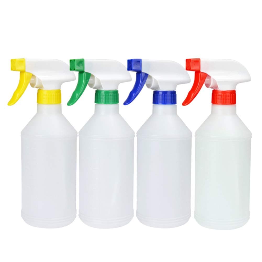 Cratone Pack of 4 Trigger Spray Bottles 500ml White Empty Water Spray Bottle Atomizer for Cleaning Flower Plant Garden Irrigation Tool (White)