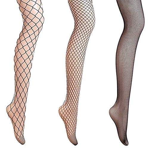 EPIEPO Fishnet Stockings 3 Pairs Sexy Hollow Out Pantyhose Black Tights for Girls and Women (One Size, Black)