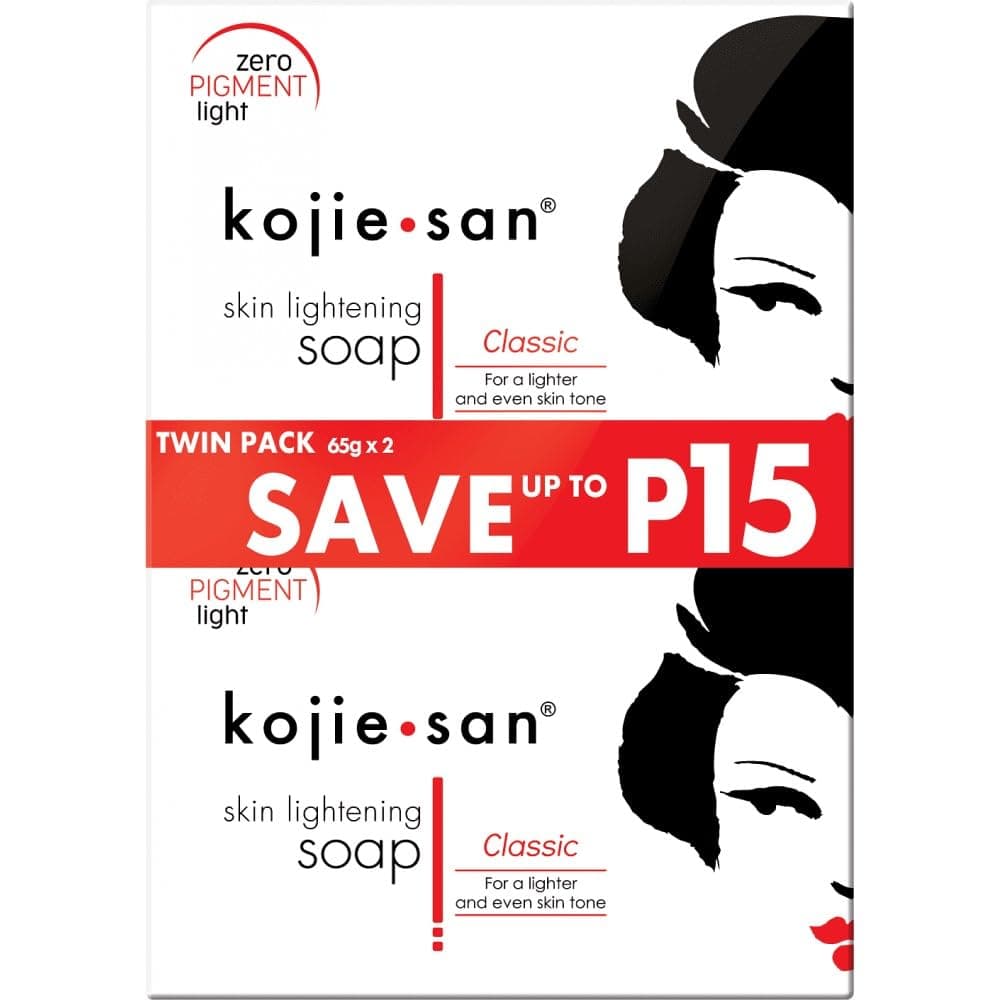 Kojie San Skin Brightening Soap - Original Kojic Acid that Reduces Dark Spots, Hyperpigmentation, & Scars with Exfoliating Soap Net Included - 65g x 2 Bars