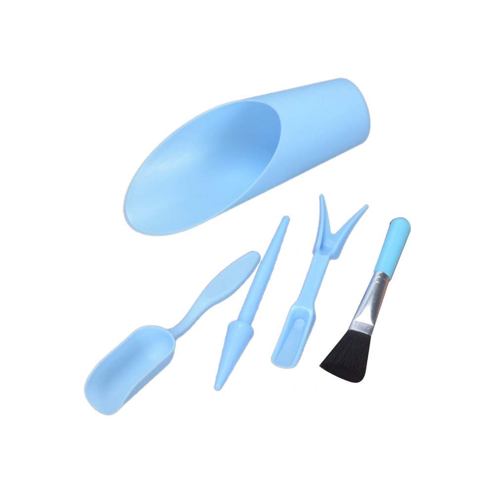Flushzing 5pcs Plant Transplanting Tools Plastic Shovel Trowel Bucket Brush Spoon Gardening Supplies Set