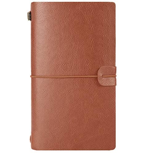Travelers Notebook, MaleDen Vintage Refillable Leather Writing Journal Travel Diary with 3 Inserts, Zipper Pocket and Card Holders for Women Men