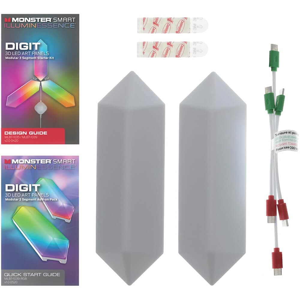 Monster MLB71039RGB Digit Add-On Pack0150; Smart Modular 3D LED Art Panels, Multicolor