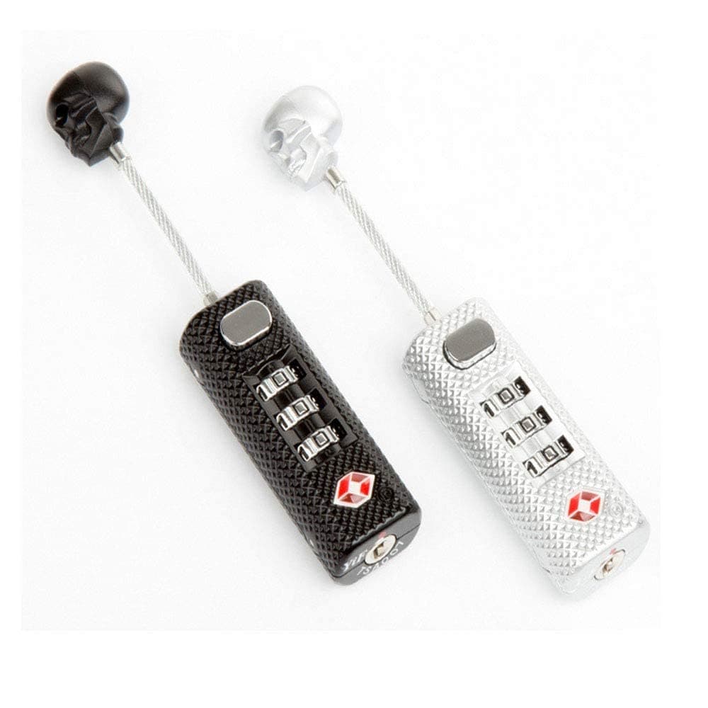 CNB Set of 2 TSA Approved Travel Luggage Locks with Skull Style - Digit Combination Steel Padlocks for Baggage, Suitcases & Backpacks Random Color