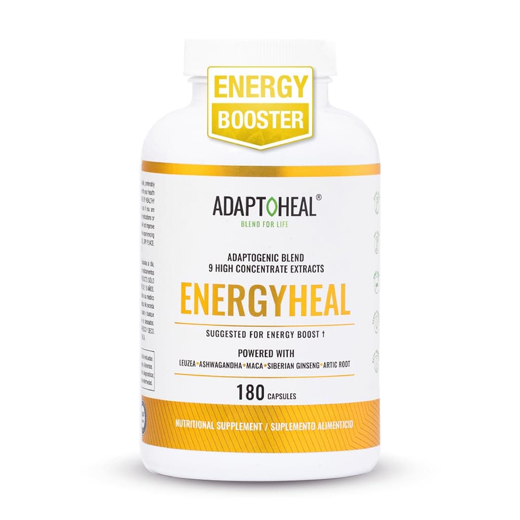 Adaptogen Leuzea, Ashwagandha, Rhodiola Rosea, Schisandra and Ginseng Complex – Energyheal Adaptogenic Energy Supplement for Natural Energy, Stress and Adrenal Support– 180 Capsules