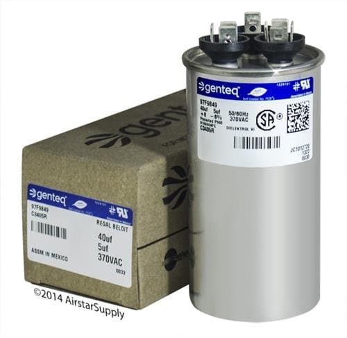 R100335-08 - 40 + 5 uf MFD 370 Volt VAC - Lennox Round Dual Run Capacitor Upgrade
