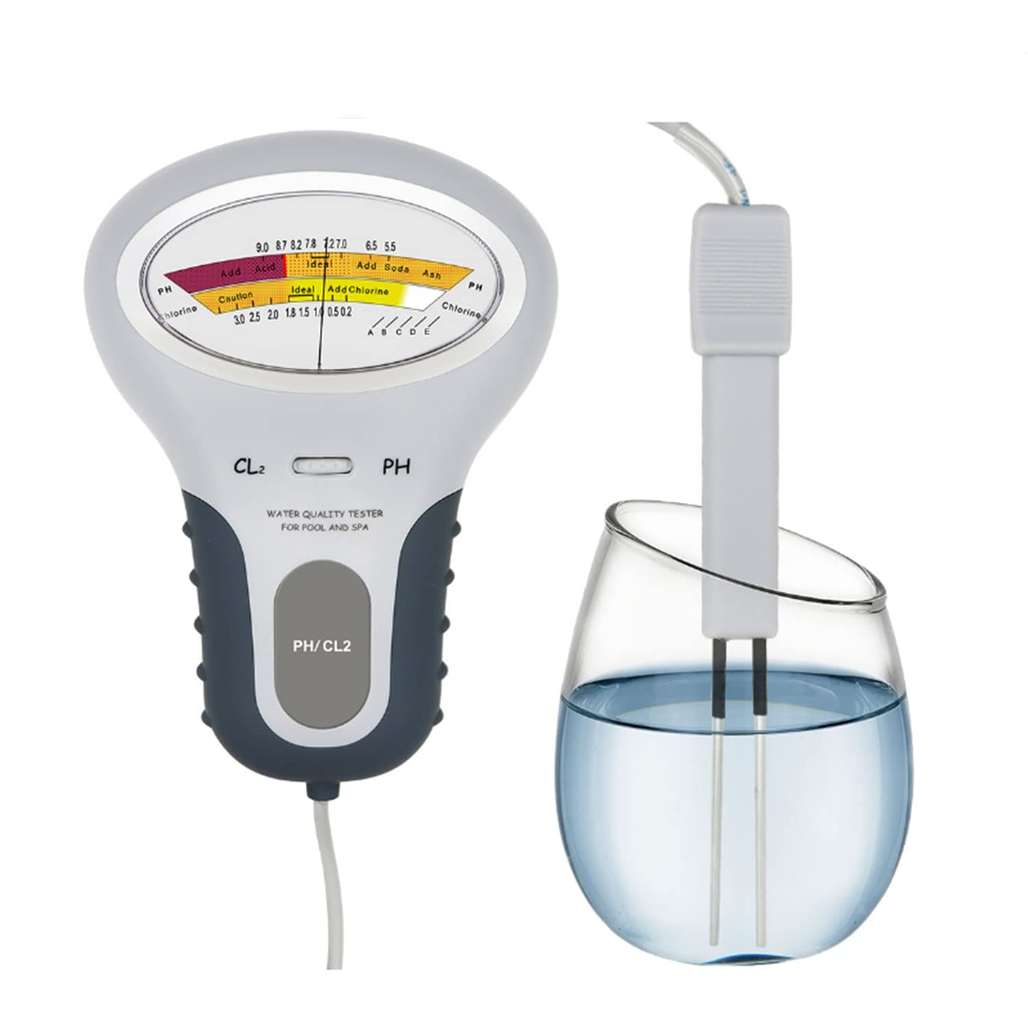 SKEIDO PC102 Water Quality Tester Digital 2 in 1 PH & Chlorine Level CL2 Meter Detector for Swimming Pool Spa Water Quality Tester