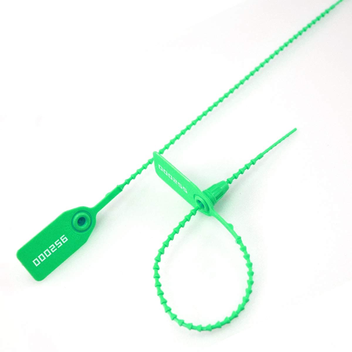 Leadseals(R) 100 Plastic Tamper Seals Zip Ties for Fire Extinguishers Pull Tite Security Tags Numbered Disposable Self-Locking Tie 250mm Length (Green)