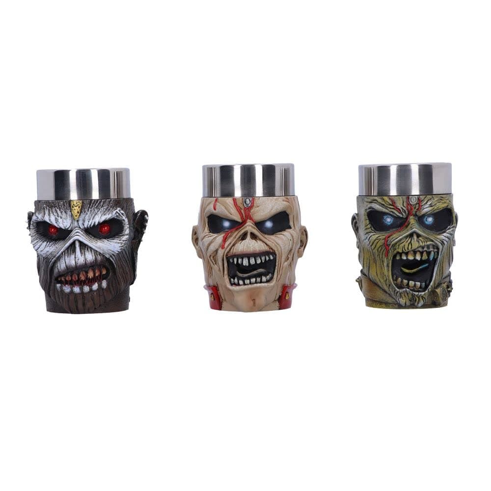 - Shot Glass Collection Set of 3, Hand-Painted Rock Band Merchandise, Music Collectibles, Gifts for Heavy Metal Fans - Officially Licensed Iron Maiden