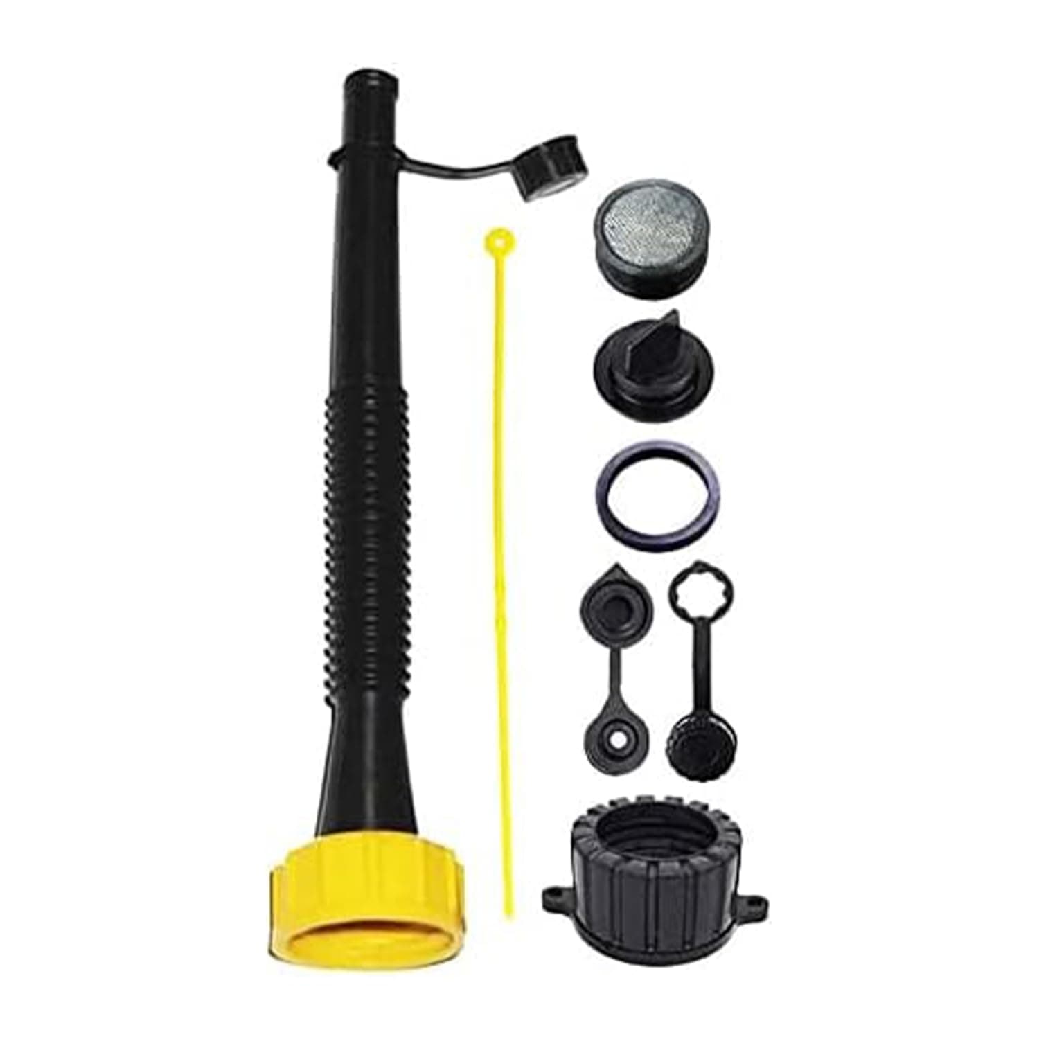 Gas Can Nozzle Spout | Flexible with Screw Cap, Vent Cap, Strainer, Durable Gasket & Spouts Cover - 1 Pack, Fits Most Cans