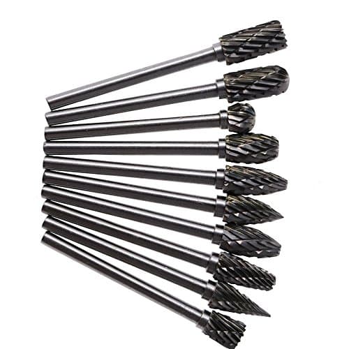 WeterCos(TM) 10pcs Carbide Burrs Drill Bit Set Rotary Burr Micro Drill Bits for Metal Woodworking Carving Tool Glass Diamond