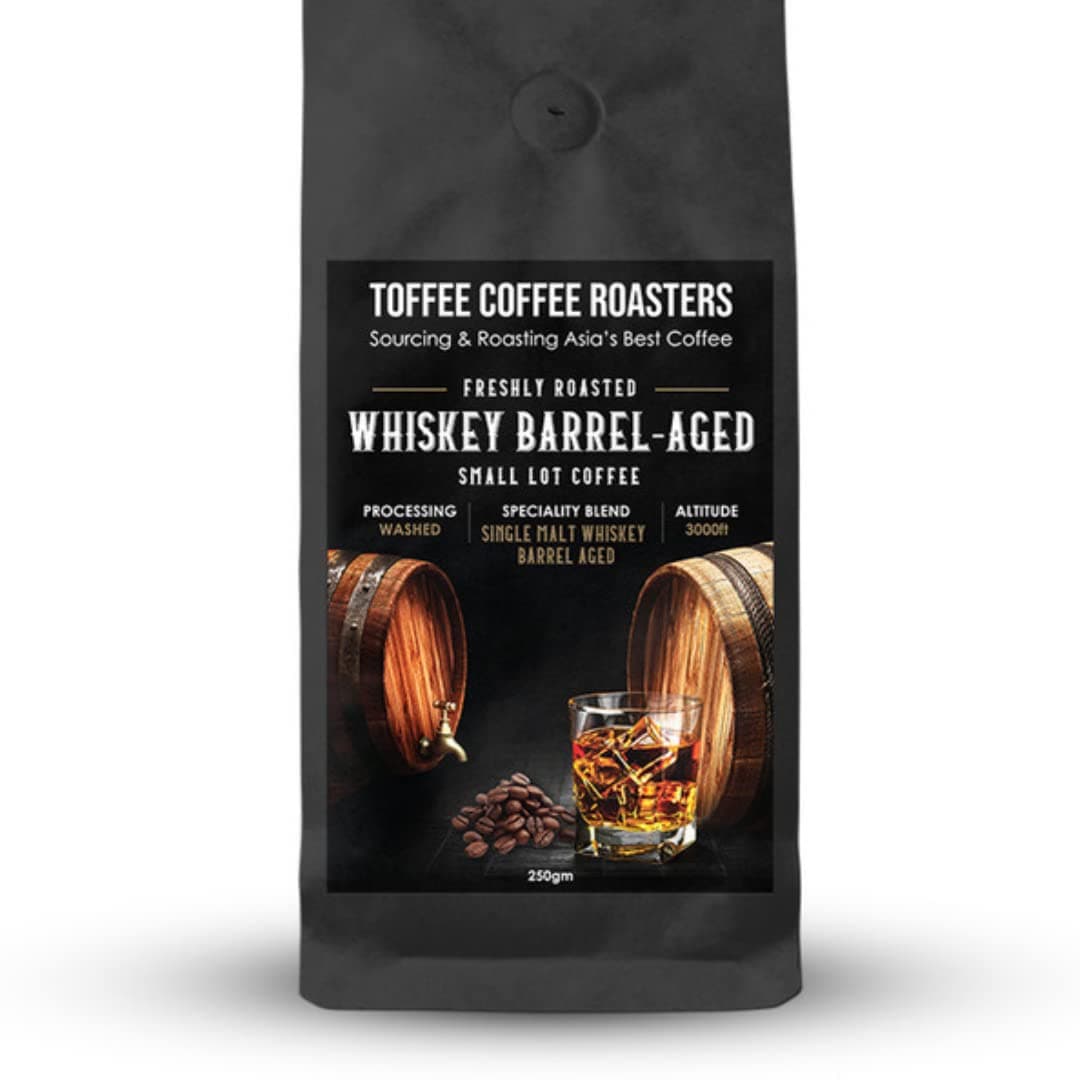 Single Malt Whiskey Barrel Aged Coffee| As Seen On Shark Tank | Single Malt Whiskey Barrel Aged Coffee 100% Arabica |Grounded Freshly Roasted | Grind: Aeropress|Size 250 gm