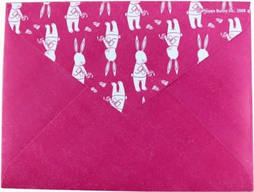Whoops Bunny Envelopes in Hot Pink with White Bunny Pattern on Flap (10 Pack)