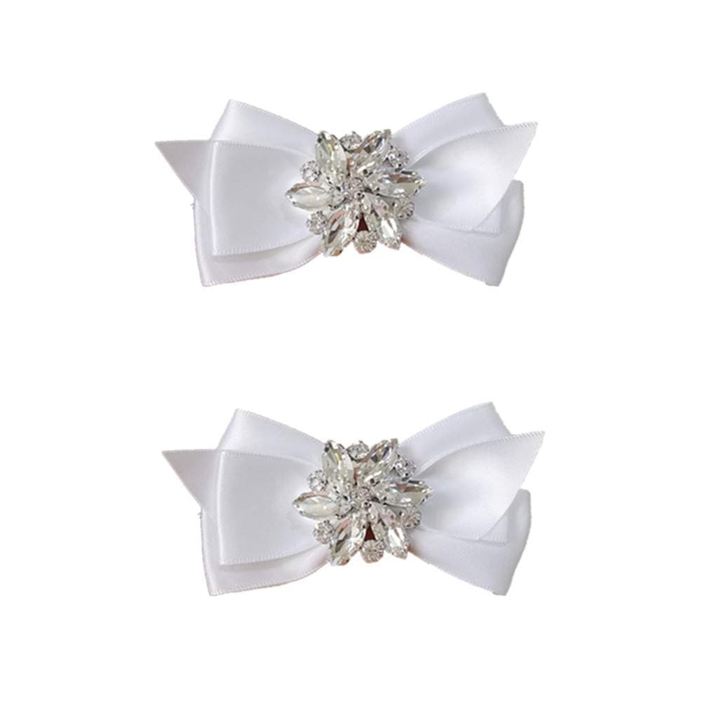 Shoe AccessoriesDouqu Rhinestone Crystal Wedding Bridal Shoe Bow Boots Clips detachable shoes buckle Shoe Decoration Charms Pair Jewelry (White)