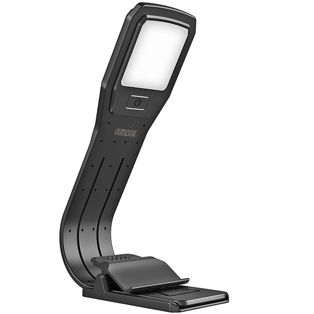 Book Light, Reading Light, 4 Level Brightness LED Reading Light, Eye-Care Warm Reading Lamp USB Rechargeable and Portable, up to 25 Hours Reading, Clip Light for Night Reading