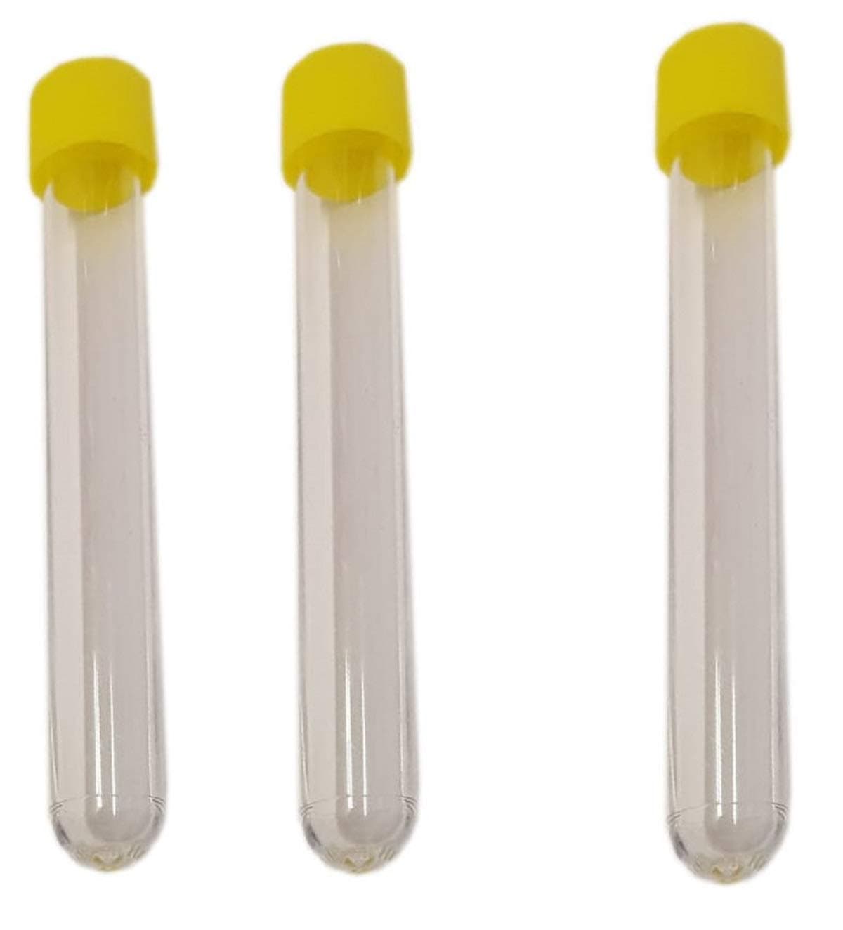 10 x 3 Inch Clear Test Tubes with Yellow Screw on Tops