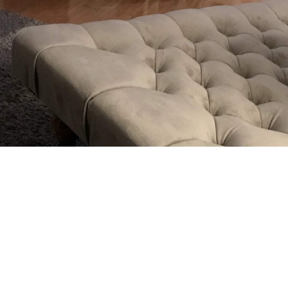 Picton Headboards Extra Large Chesterfield Footstool/coffee Table In Plush Velvet & Crush Velvet (Pebble Plush)