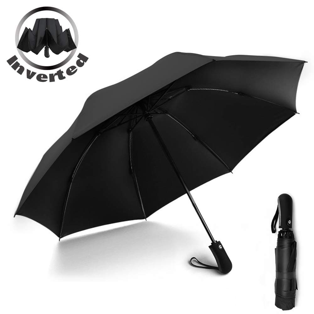 YRH Travel Umbrella,Reverse Automatic Umbrella,Portable Compact Folding Umbrellas with UV Protection (Black)