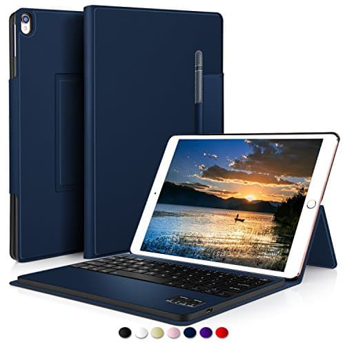 IVSO Case with Keyboard for Apple iPad Pro 10.5, Ultra-Thin One-Piece Keyboard Stand Case/Cover + Pencil Holder for Apple iPad Pro 10.5-inch 2017 Version/iPad air 10.5 2019 Tablet (Blue)