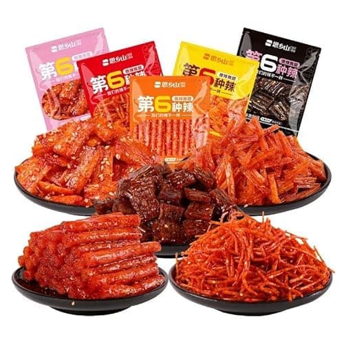 5 kinds of spicy noodles,Handmade Spicy Strip Spicy Stick Spicy Bar Small Gluten, latiao Snacks, Chinese snacks,Instant Delicious Handmade Spicy Snacks,Sweet and spicy traditional gluten (5 bag)