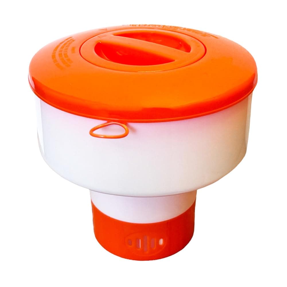 WWD Pool Chlorine Floater Dispenser Larger Capacity Adjustable Fits 1-3" Tabs Bromine Holder Chlorine Floater(Orange Foldable)