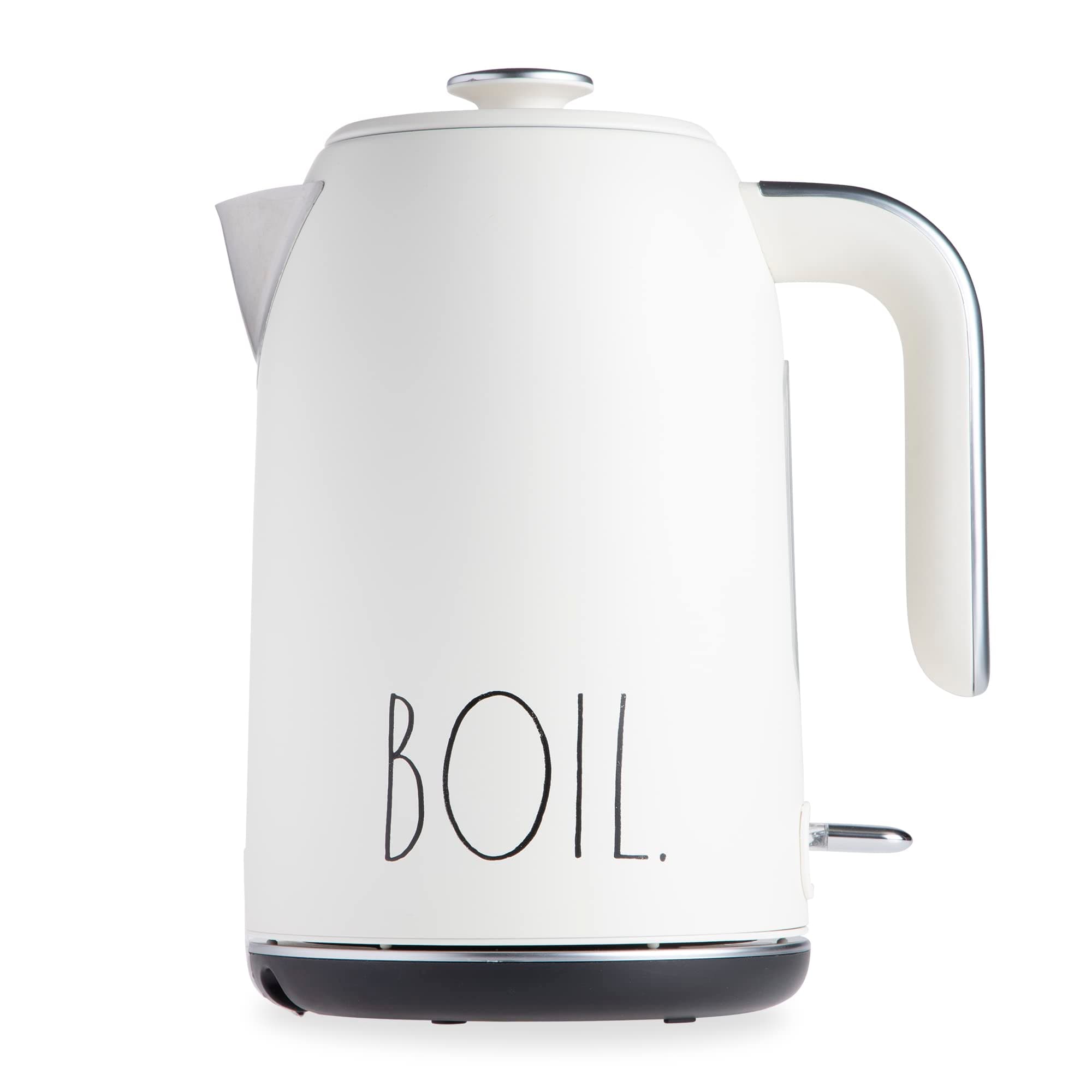 Rae Dunn Electric Hot Water Kettle - Stainless Steel Coffee Maker, Tea Kettle, Swivel Base, With Automatic Shut Off Boil-Dry Protection, Easy Pour Pitcher, 1500 Watt Boiling Power, 1.7 Liters, Cream