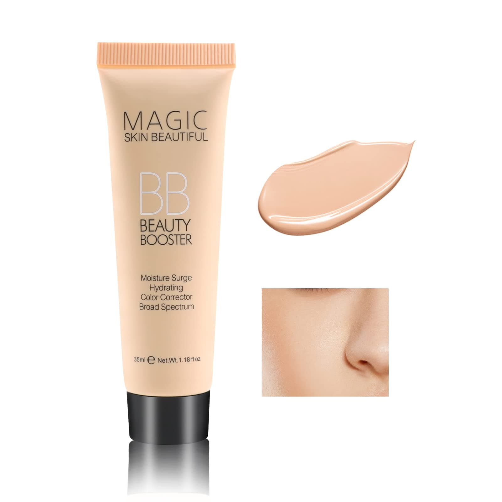 Hydrating BB Cream, Full-Coverage Foundation & Concealer, Color Correcting Tinted Moisturizer for All Skin Types - Evens Skin Tone