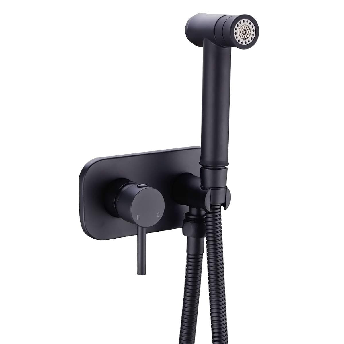 Toilet Concealed Hot and Cold Brass Bidet Spray Set 2 Function Hand Held Sprayer Shattaf Bathroom Attachment,Black