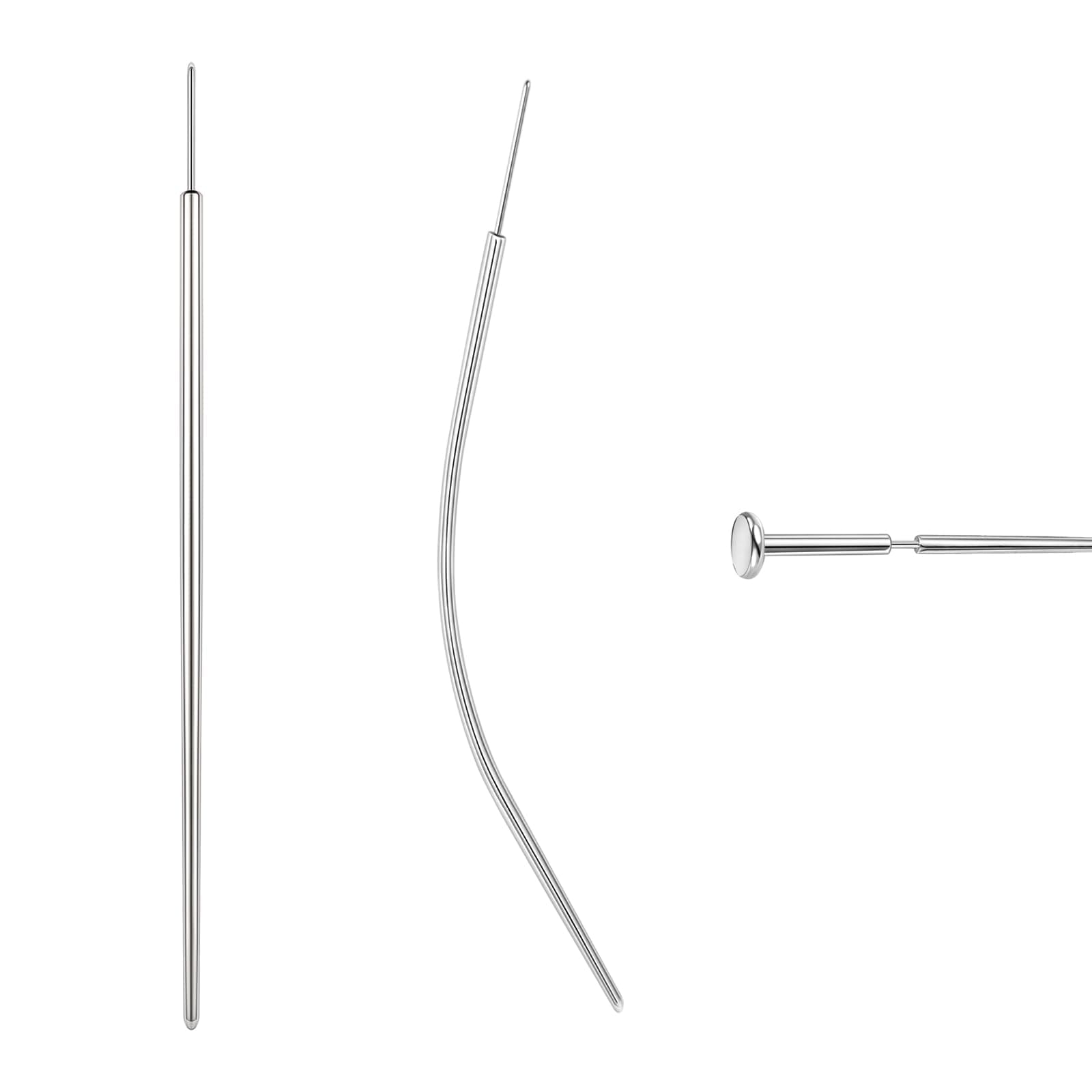 14G 16G 18G 20G Piercing Taper, Stainless Steel Threadless Insertion Pin Screw On Assistant Tool, Curved Body Piercing Stretching Kit for Ear/Nose/Navel/Lip/Eyebrow