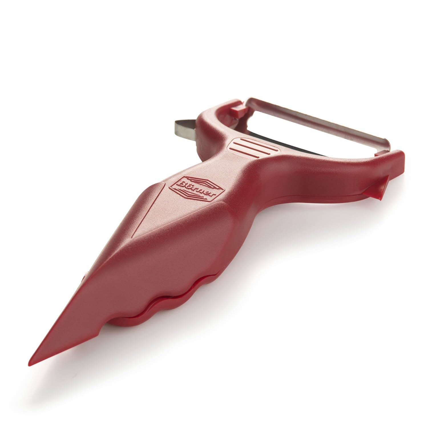 Börner Vegetable Peeler (6-in-1) • Garnishing Peeler with Grater • Multifunctional Peeler for Fruits & Vegetables • Fruit Peeler, Universal Peeler, Potato Peeler • Color: Red