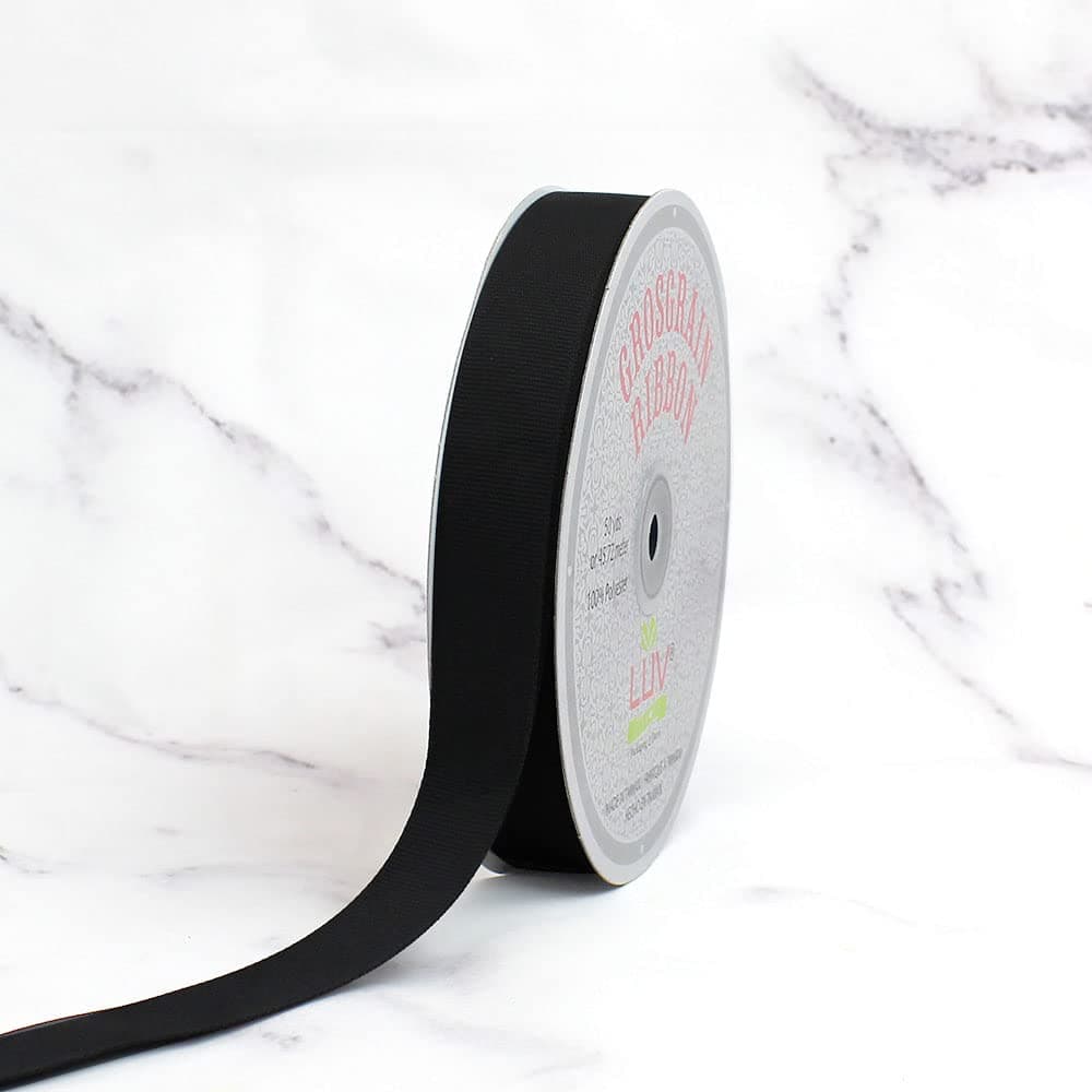 Creative Ideas 7/8-Inch Solid Grosgrain Ribbon, 50-Yard, Black