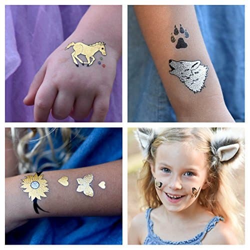 Temporary Tattoos for Kids | 22 Individual Sheets | 144 Tattoos | Great for Party Favors, Goody Bags and Prizes for Boys and Girls | Fake Metallic Temporary Tattoos For Children