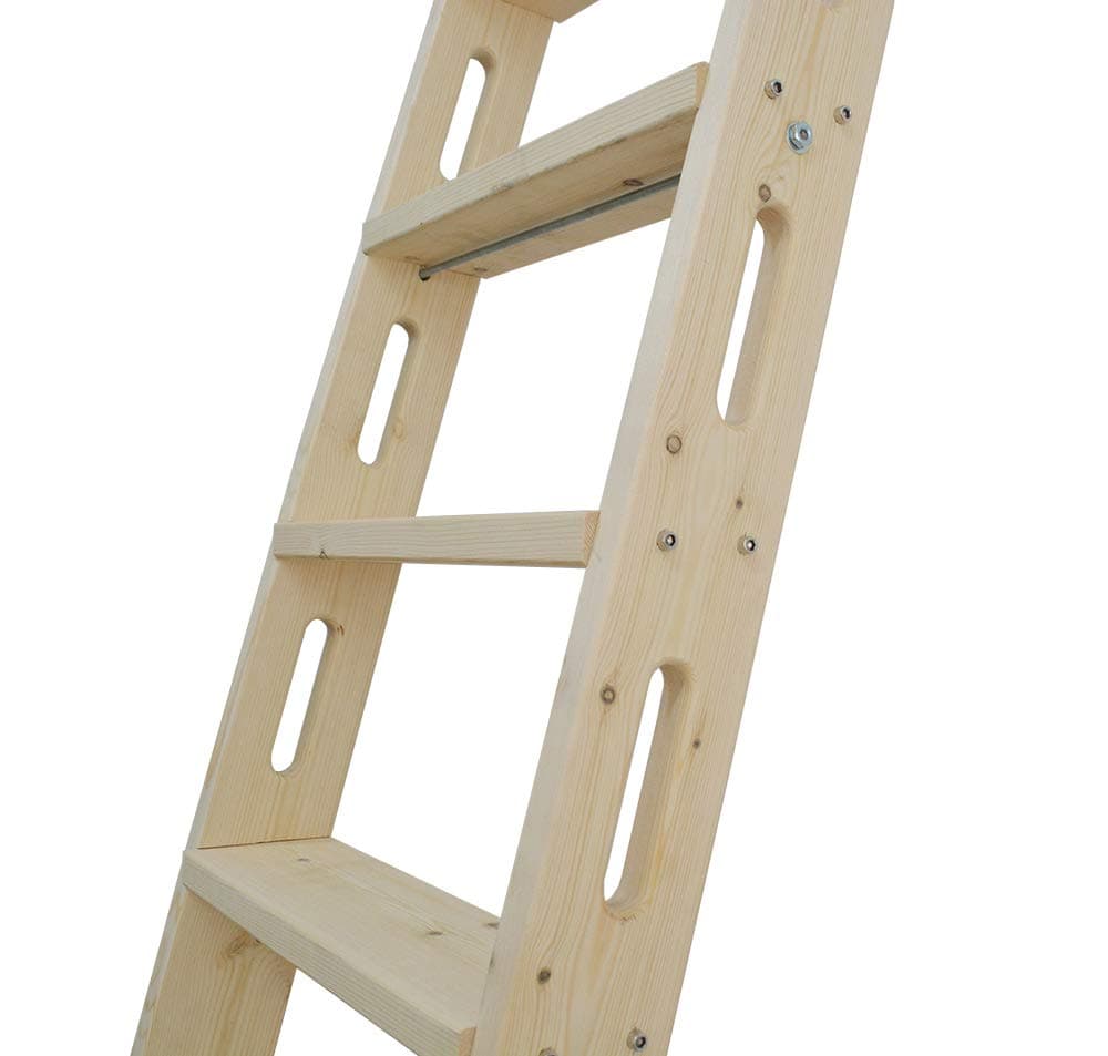 DIYHD 87" Knotty Pine Wood Sliding Library Ladder Rolling Ladder NIU#1
