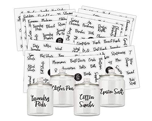 Good Karma Studio 195 Laundry Room, Storage Bin, Linen Closet, Home Office, Bathroom and Beauty Organization Labels + 15 Blank Labels, Labels for Storage Bins, Pantry Labels