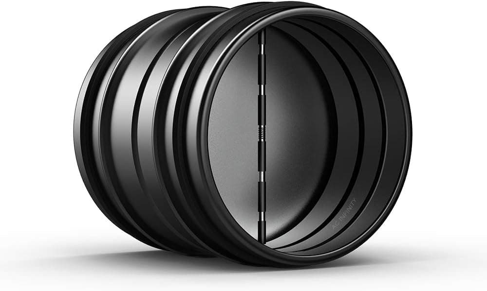 6" Backdraft Damper, One-Way Airflow Ducting Insert with Spring-Loaded Folding Blades for 6” Ducting in Range Hoods and Bathrooms Fans