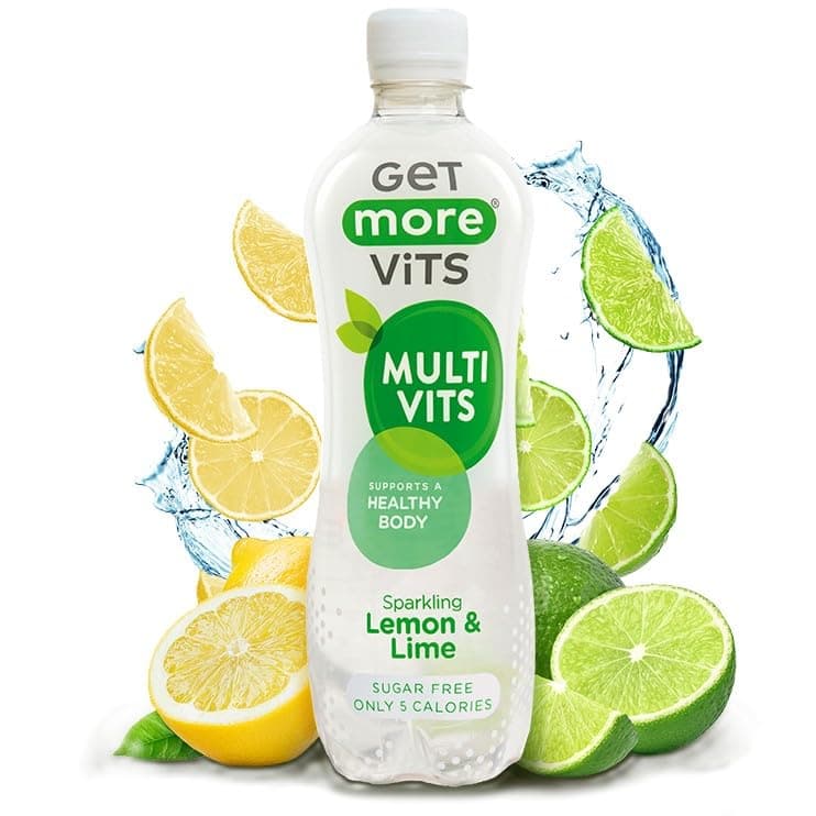 Vits - Multi Vitamin Sparkling Lemon & Lime Flavoured Spring Water (12 x 500ml), Sugar-Free, Low Calorie, Vitamin D, C, & B, Supports a Healthy Body, Vegetarian, Vegan