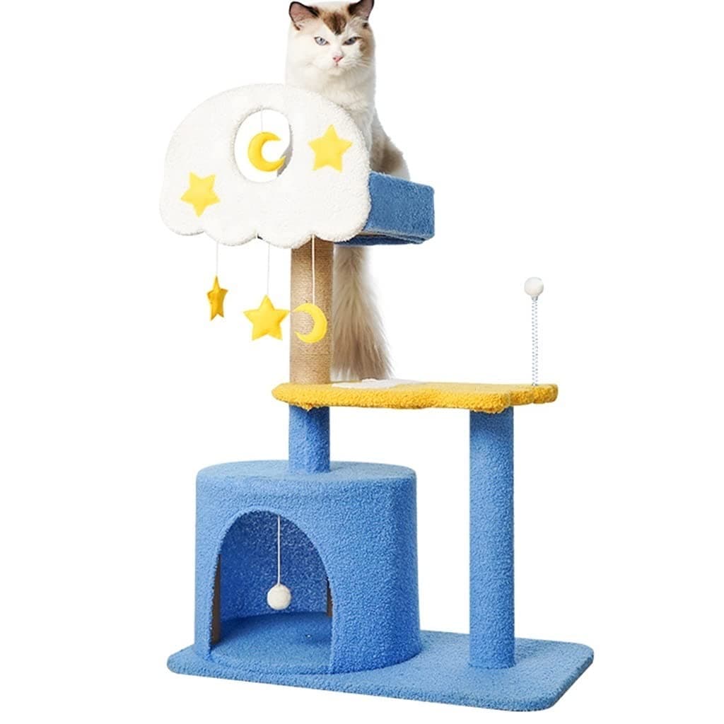 MokidPlay Towers Cat Entertainment Sleeping Place Cat Jumping Platform Cat House Sisal Scratching Post Pet Shop Cat Display Stand Cat Play Supplies (Color : Blue, Size : 60 * 37 * 96cm)
