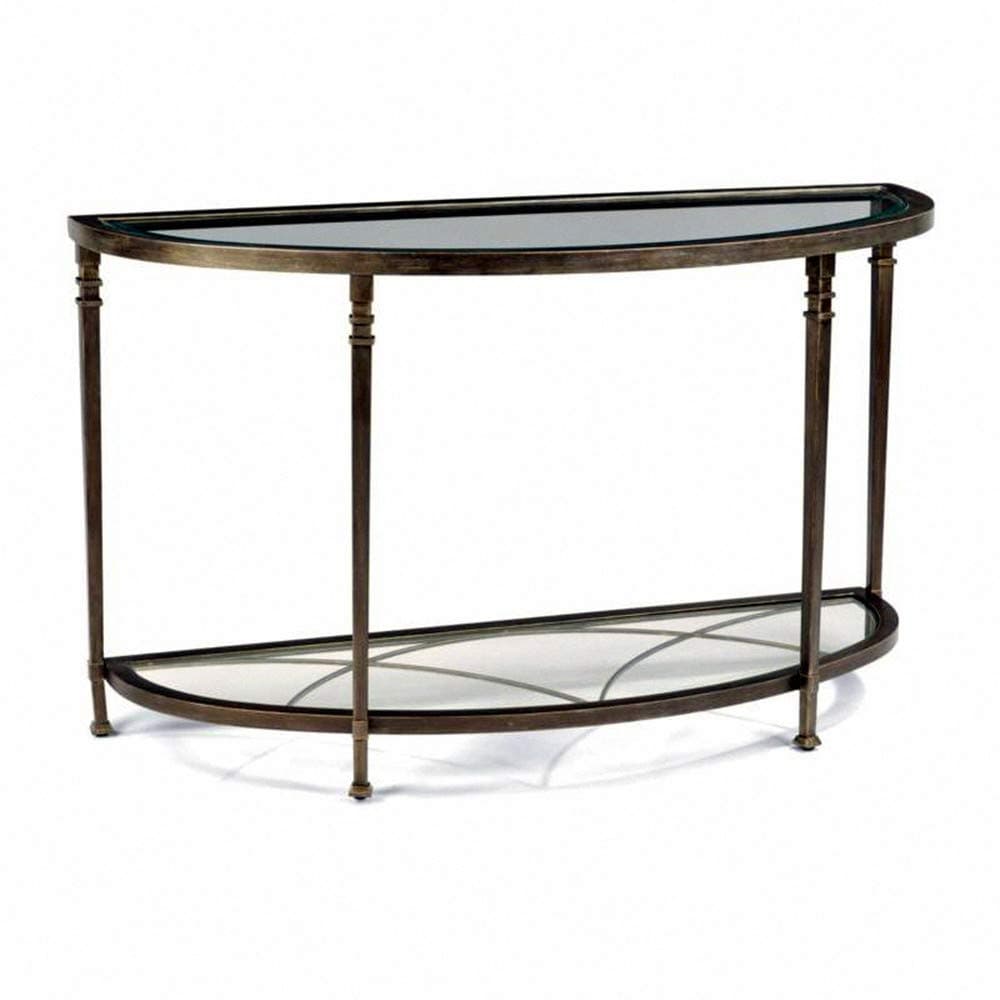 GTU Furniture Atrium Metal Round Beveled Glass Sofa/Console Table