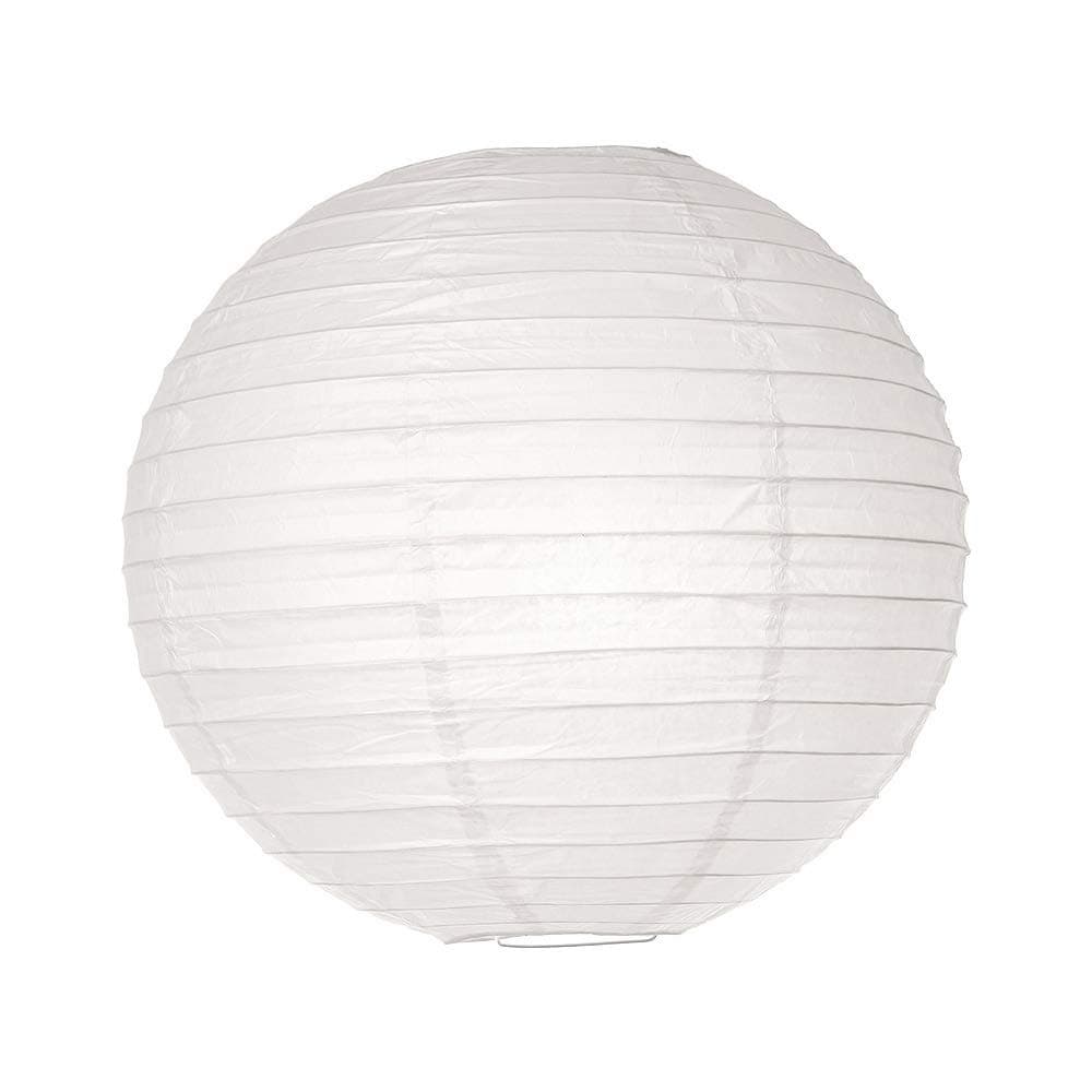 Cultural Intrigue Luna Bazaar Paper Lantern (12-Inch, Parallel Style Ribbed, White) - Rice Paper Chinese/Japanese Hanging Decoration - for Home Decor, Parties, and Weddings