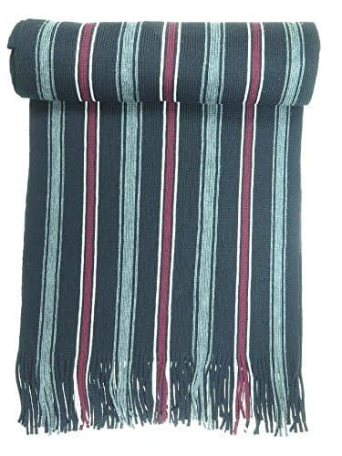 Le Ferre Men's Winter Fashionable Soft 100% Wool Colorful Striped Knit Long Scarf - (Colors: Black, Grey, White and Maroon)