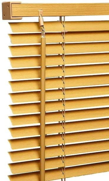 Ruby Deals PVC Venetian Blind Blinds Window 25mm Thin Slats Kitchen Window Blinds Treatments Easy Fit Curtains Trimmable Fittings Home Office(Teak Wood Grain Effect 90W x 150H cm)