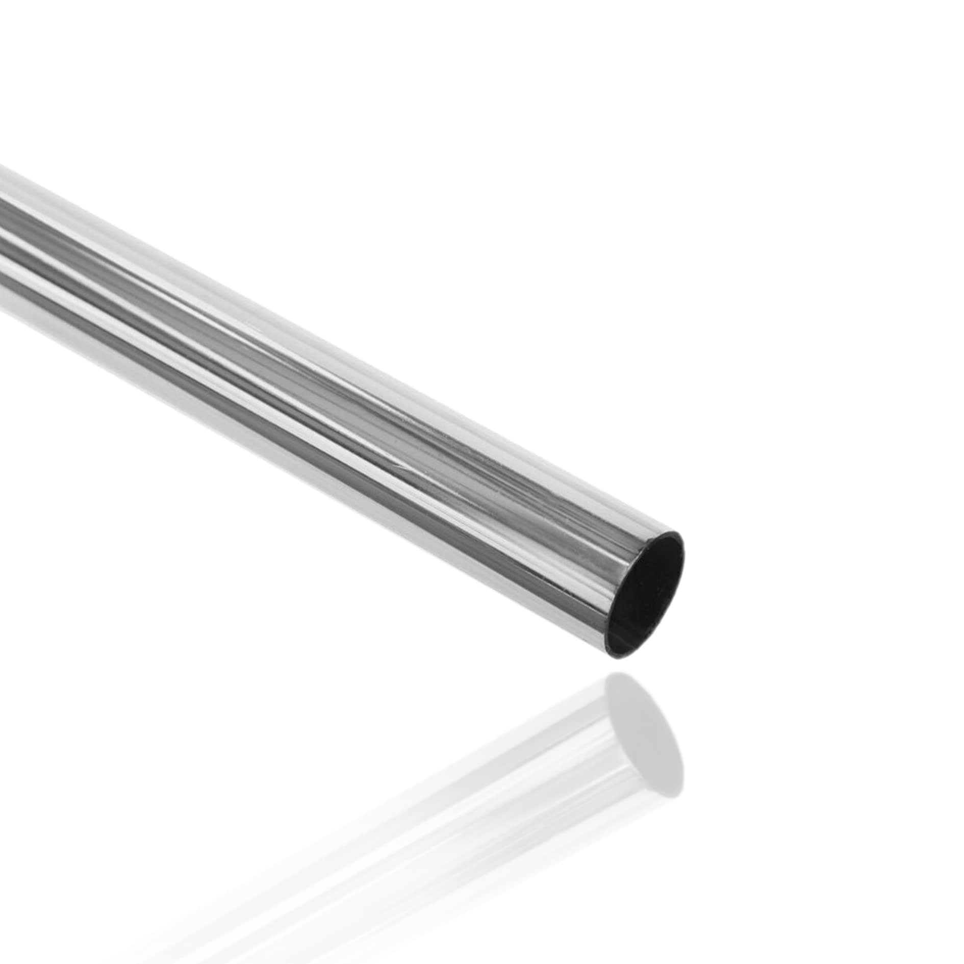 EAI Polished Chrome Tube Pole Wardrobe Rail Round for Clothes Hanging (25 x 2500mm)