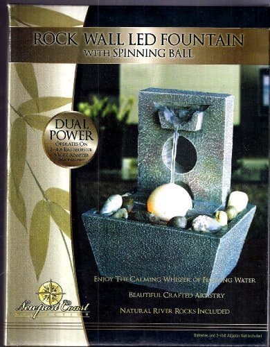 Rock Wall LED Fountain with Spinning Ball by Newport Coast Collection