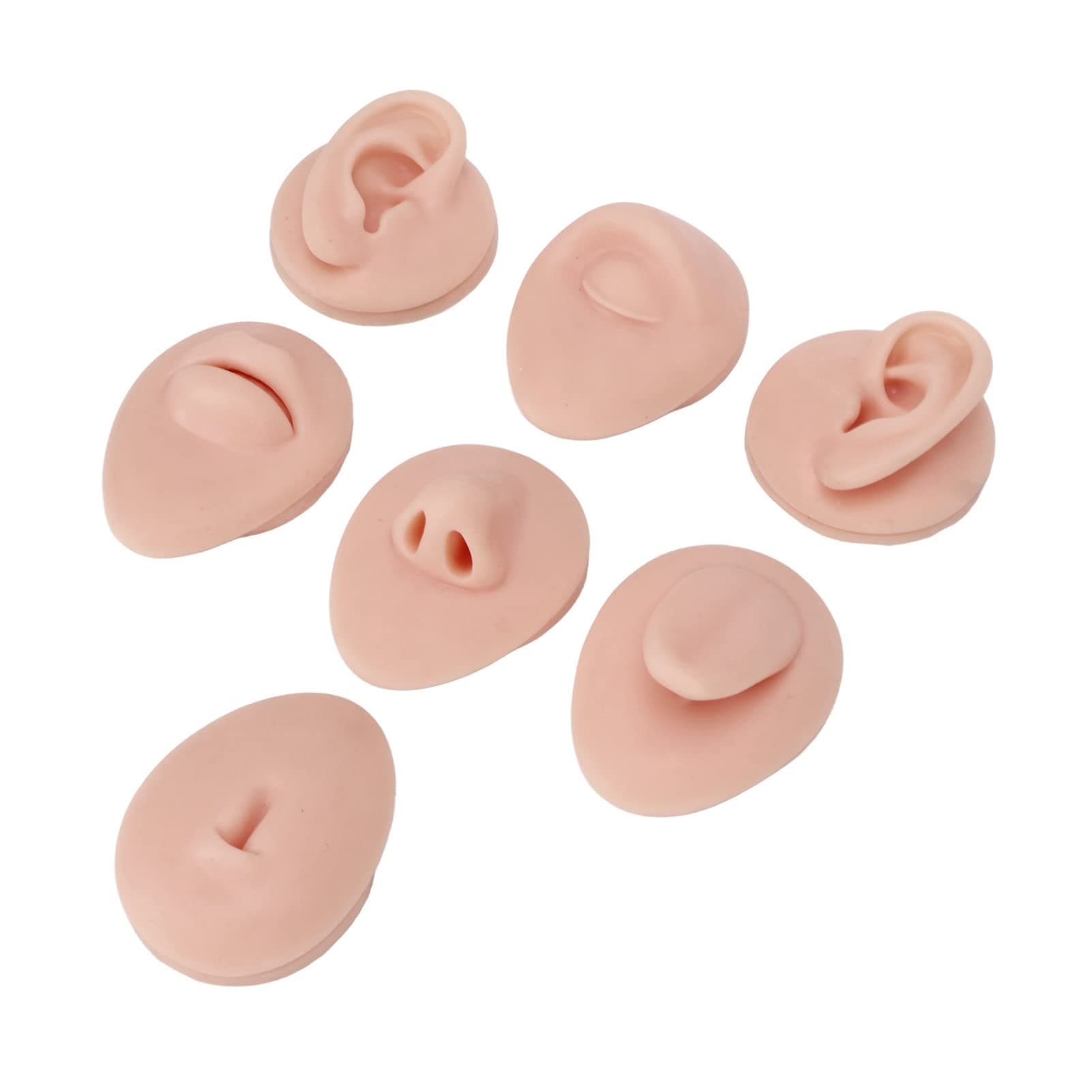 Silicone Body Part Model, Flexible 3D Simulation Light Piercing Body Model with Display Shelf for Piercing Technicians for Display (Medium Skin Color)